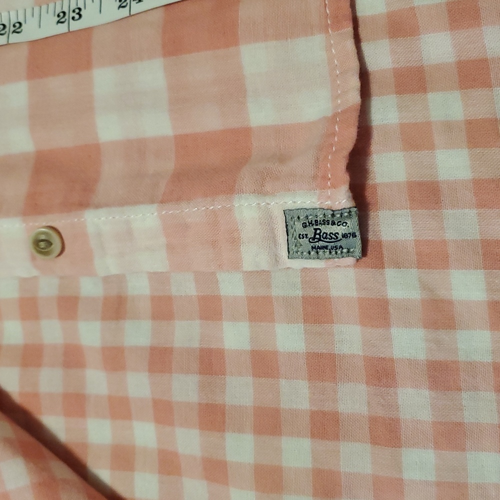 G. H. Bass & Co Pink And White Plaid Casual Cotton Button Down Shirt S - Picture 7 of 8
